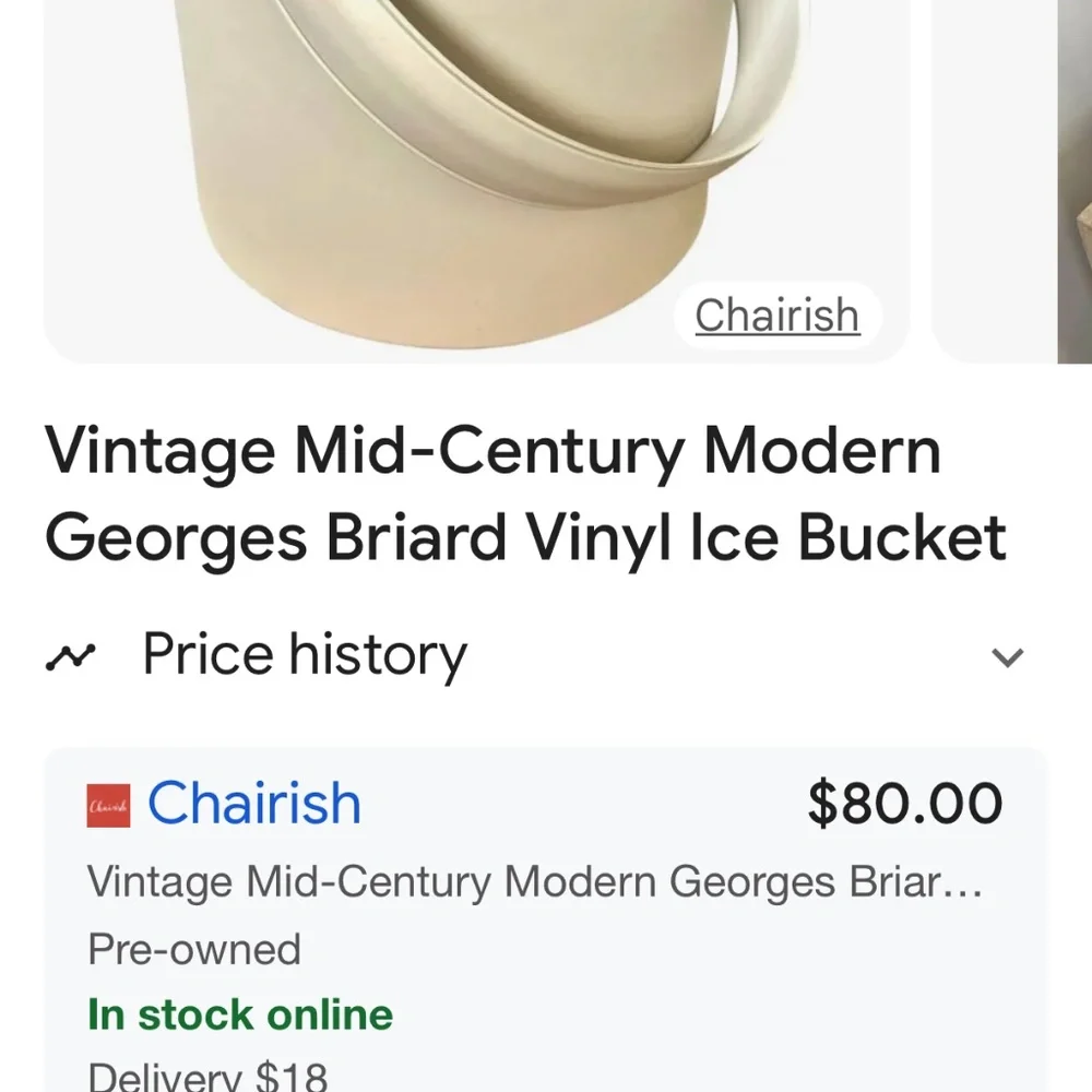 George Briard MCM vanilla color ice bucket.